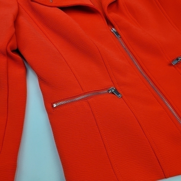 Peter Nygard Fire Red Orange Silver Zipper Coat 6 - Picture 11 of 13